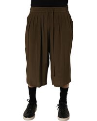 Dolce & Gabbana - Silk Mid Waist Pleated Bermuda Shorts - Lyst