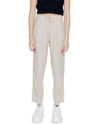 ONLY - Beige Linen Casual Pants - Lyst