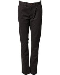Sun 68 - Dark Brown Cotton Stretch Straight Mid Waist Trouser Pants - Lyst