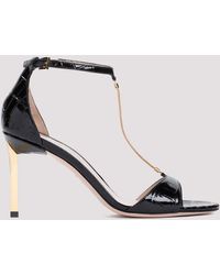 Tom Ford - Black Croco Embossed Leather Sandals - Lyst