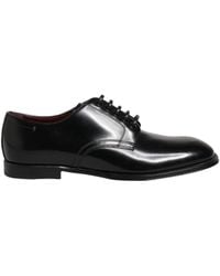Dolce & Gabbana - Black Calfskin Leather Derby Men Dress Shoes - Lyst