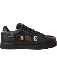 Dolce & Gabbana - Leather Multicolor Detail Sneakers - Lyst