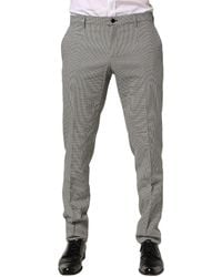 Dolce & Gabbana - Gray Cotton Skinny Dress Formal Trouser Pants - Lyst