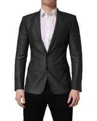 Dolce & Gabbana - Dark Gray Wool Slim Fit Coat Jacket Blazer - Lyst