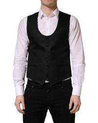 Dolce & Gabbana - Wool Single Breasted Waistcoat Vest Virgin Silk Polyester Clothing - Lyst