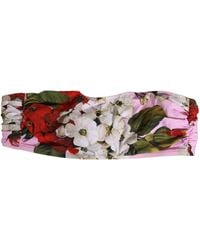 Dolce & Gabbana - Floral Print Bandeau Beachwear Bikini Top Nylon Elastane - Lyst