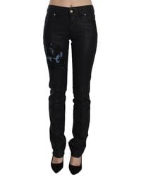 John Galliano - Black Swan Floral Embroidered Mid Waist Skinny Denim Jeans - Lyst