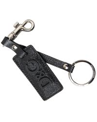 Dolce & Gabbana - Dg Logo Leather Metal Keychain - Lyst