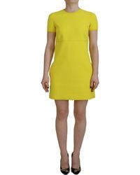 DSquared² - Yellow Nylon Short Sleeves Round Neck Mini Dress - Lyst