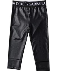 Dolce & Gabbana - Black Logo Nylon Cropped Tights Pants Underwear - Lyst