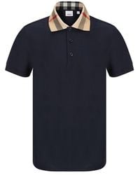 Burberry - Blue Cotton Polo Shirt - Lyst