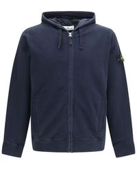 Stone Island - Blue Cotton Sweatshirt - Lyst