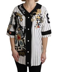 Dolce & Gabbana - Dolce Gabbana Black Blouse Cotton Crystal Charms Amore Shirt - Lyst