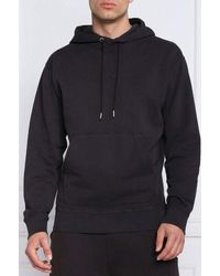 BOSS - Elegant Dark Cotton Hooded Sweatshirt - Lyst