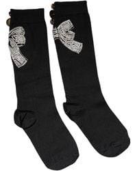 Dolce & Gabbana - Knit Floral Crystal Embellishment Socks - Lyst