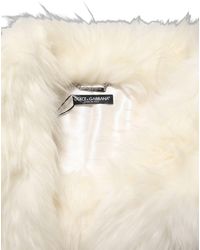 Dolce & Gabbana - White Faux Fur Long Sleeves Coat Jacket - Lyst