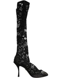 Dolce & Gabbana - Black Pumps Taormina Lace Socks Boots Shoes - Lyst