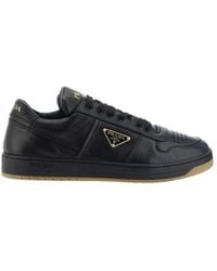 Prada - Black Calf Leather Bos Taurus Low Top Sneakers - Lyst