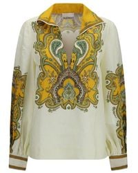 ALÉMAIS - Beige Linen Pattern Shirt - Lyst