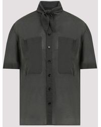 Lemaire - Grey Short Sleeves With Foulard Cotton Shirt - Lyst