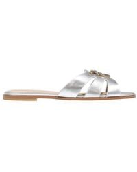 Pinko - White Leather Slippers - Lyst
