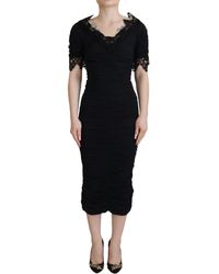 Dolce & Gabbana - Elegant Sheath Short Sleeve Midi Dress - Lyst