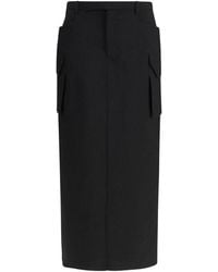 Rick Owens - Black Fleece Wool Midi Skirt - Lyst