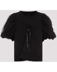Simone Rocha - Black Cotton Cropped Ruched Bow T - Lyst