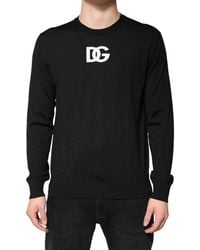 Dolce & Gabbana - Wool Dg Crew Neck Pullover Sweater Pl+Wv Clothing - Lyst