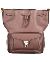 Coccinelle - Brown Leather 's Bag With Drawstring Twist Closure And Pocket - Lyst