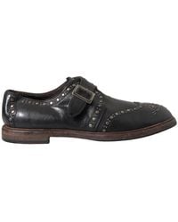 Dolce & Gabbana - Leather Monk Strap Studded Dress Shoes - Lyst