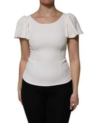 Dolce & Gabbana - White Viscose Round Neck Short Sleeves Top - Lyst