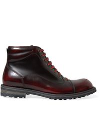 Dolce & Gabbana - Black Red Leather Lace Up Ankle Boots Shoes - Lyst