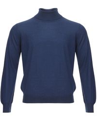 Gran Sasso - Blue Cashmere And Silk Turtleneck Sweater - Lyst