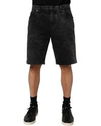 Dolce & Gabbana - Black Cotton Mid Waist Denim Men Bermuda Short - Lyst