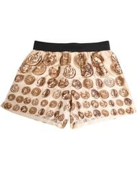 Dolce & Gabbana - Ancient Coin Print Silk Shorts Swimwear - Lyst