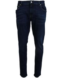 Dolce & Gabbana - Dark Blue Cotton Denim Skinny Jeans - Lyst