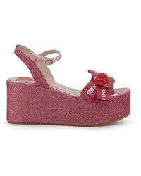 Love Moschino Ankle Strap Buckle Wedges - Pink