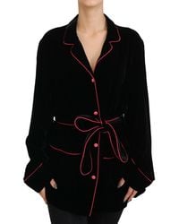 Dolce & Gabbana - Elegant Silk-Blend Jacket With Waist Belt - Lyst