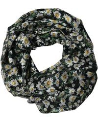 Dolce & Gabbana - Black Floral Daisy Square Foulard Scarf - Lyst