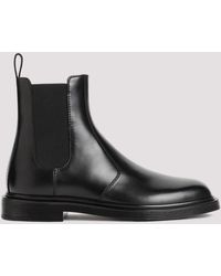 The Row - Black Calf Leather Elastic Ranger Boots - Lyst