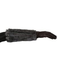 Dolce & Gabbana - Brown Mid Arm Length Leather Fur Gloves - Lyst