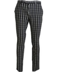 Bencivenga - Black Checkered Cotton Casual Pants - Lyst