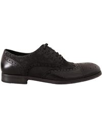 Dolce & Gabbana - Black Leather Brogue Wing Tip Men Formal Shoes - Lyst