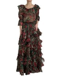 Dolce & Gabbana - Ethereal Floral & Leopard Print Maxi Gown - Lyst