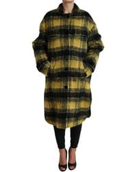 Dolce & Gabbana - Yellow Plaid Long Sleeve Casual Coat Jacket - Lyst
