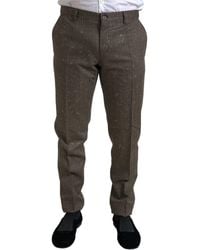 Dolce & Gabbana - Brown Wool Dress Skinny Men Trouser Pants - Lyst