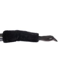 Dolce & Gabbana - Black Beaver Fur Lambskin Leather Elbow Gloves - Lyst