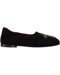 Dolce & Gabbana - Suede Gold Cross Slip On Loafers Shoes - Lyst