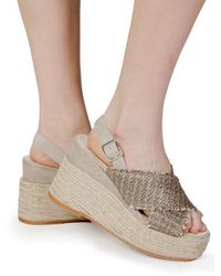 Espadrilles - Bronze Cotton High Heel Pumps - Lyst